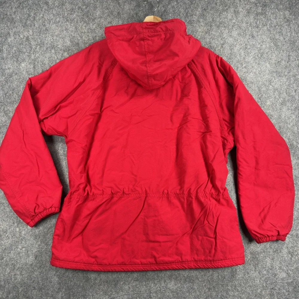 Vintage LL Bean Anorak Pullover Jacket Mens Medium Red Hooded Thinsulate USA 90s
